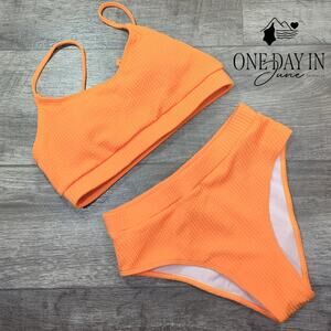 Aleumdr Textured Crop Bikini Swimsuit Size S